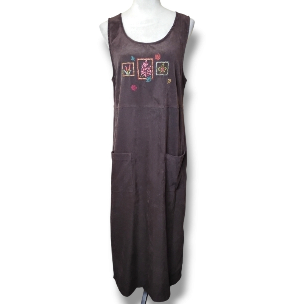 True Blue Vintage 90s Brown Maxi Jumper Dress Size M